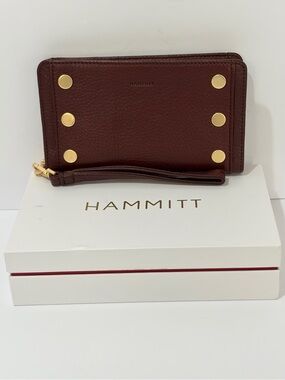 Hammitt Bryant Leather Wallet in Cherrywood with Brushed Gold Hardware